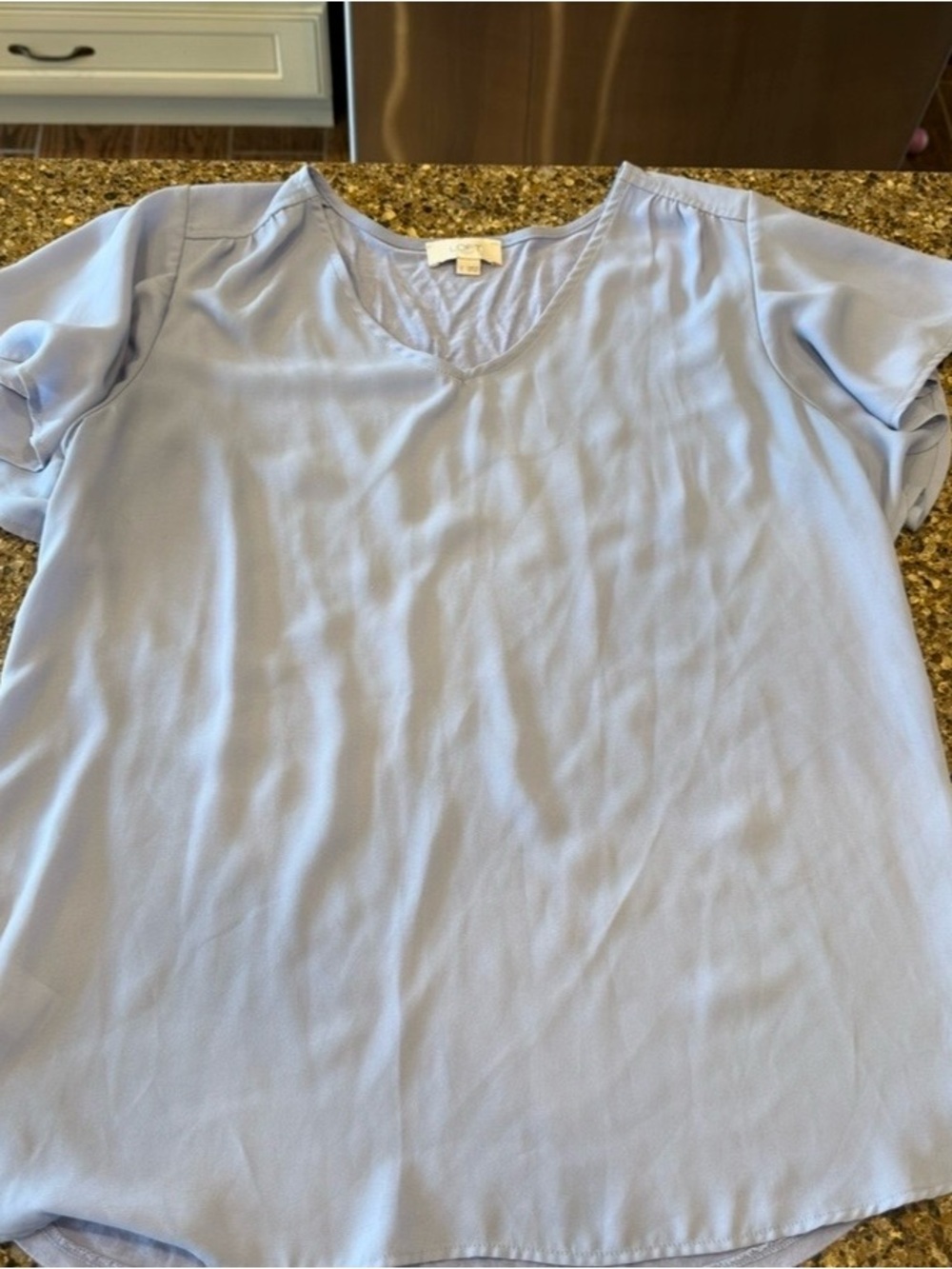 LOFT Light Blue V-Neck Blouse F6